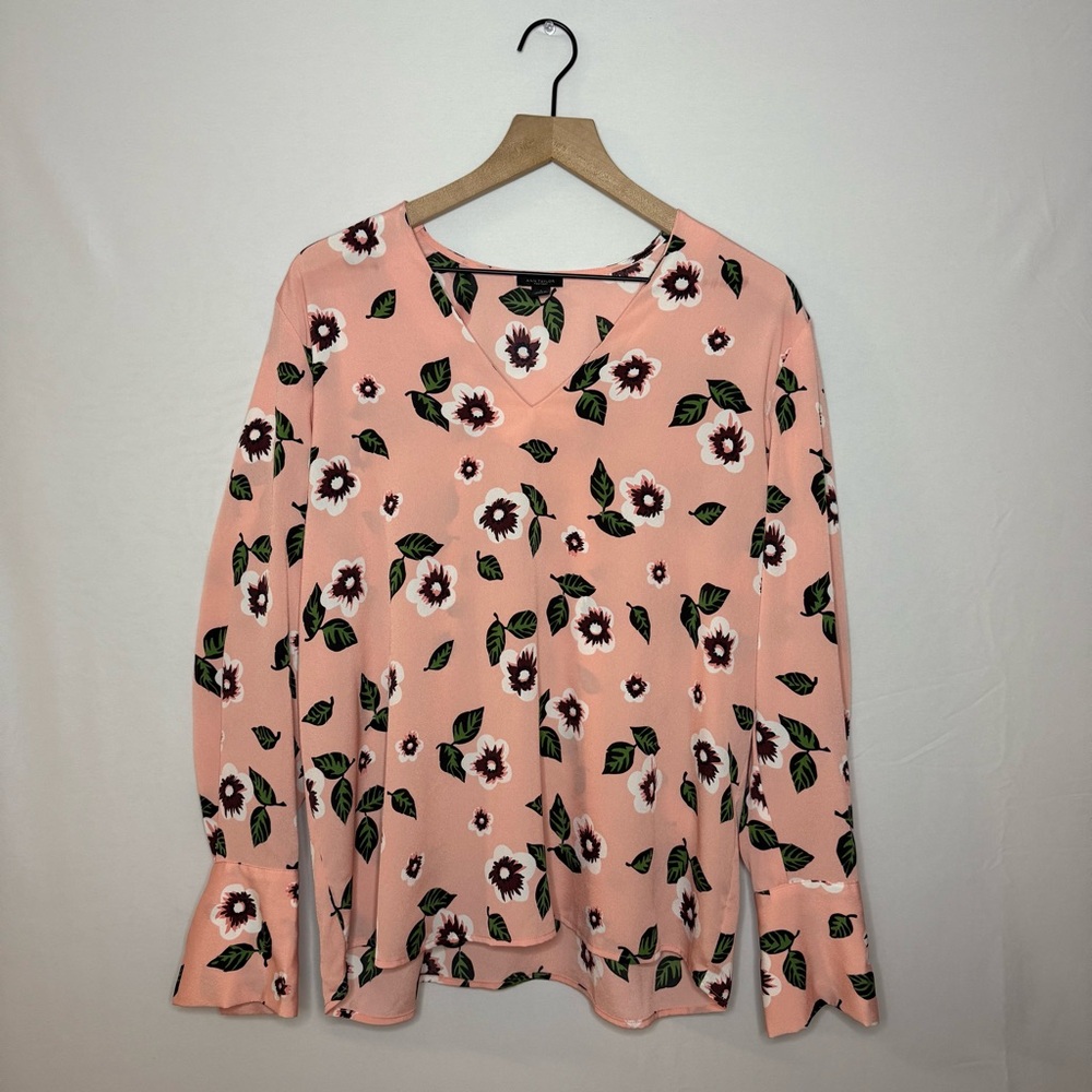 Lightweight Floral Ann Taylor Blouse‎ Bell Long Sleeve